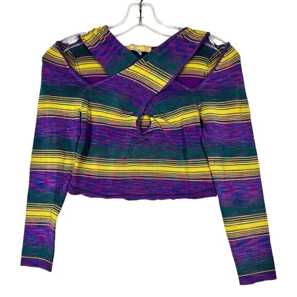 Urban Outfitters Top Long Sleeve Shirt Stripe Purple Yellow - Picture 3 of 8